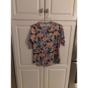 Reel Legends Reel-Tec Womens Small Tropical Floral Performance Shirt Short Sleev